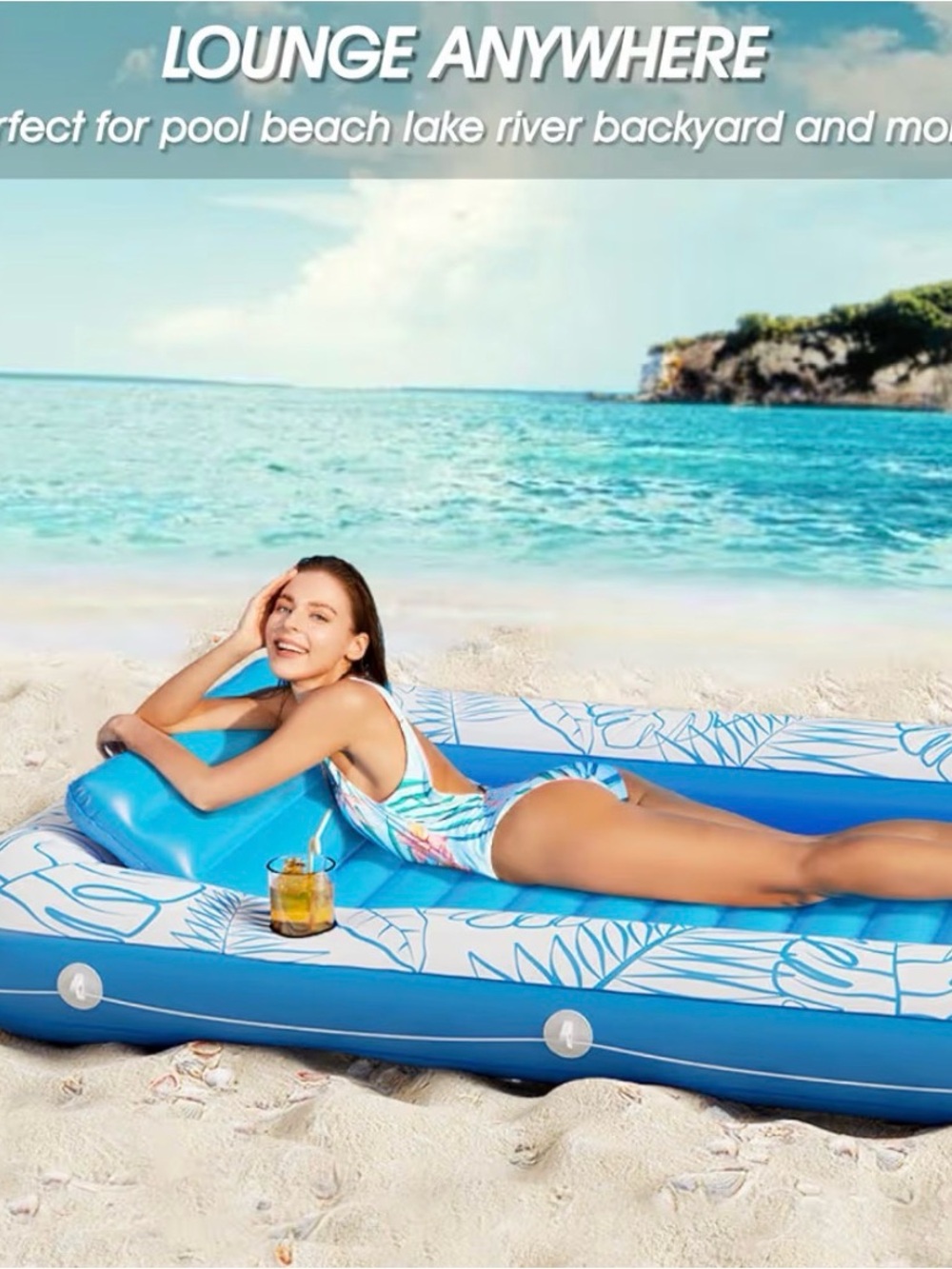 New in box. Inflatable Rectangular Backyard Pool - Blue & White - Picture 5 of 5
